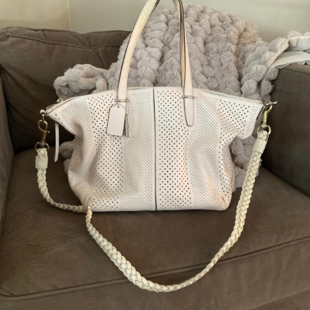 COACH Cream Leather Bleeker Cooper convertible bag